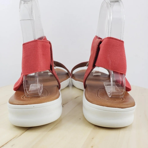 Corso Como Tanyah Sandal Size 10 Coral Red Asymmetrical Elastic Straps Slip on - Picture 5 of 16